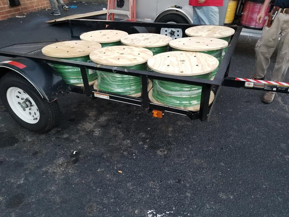 Cable spools ready for installation